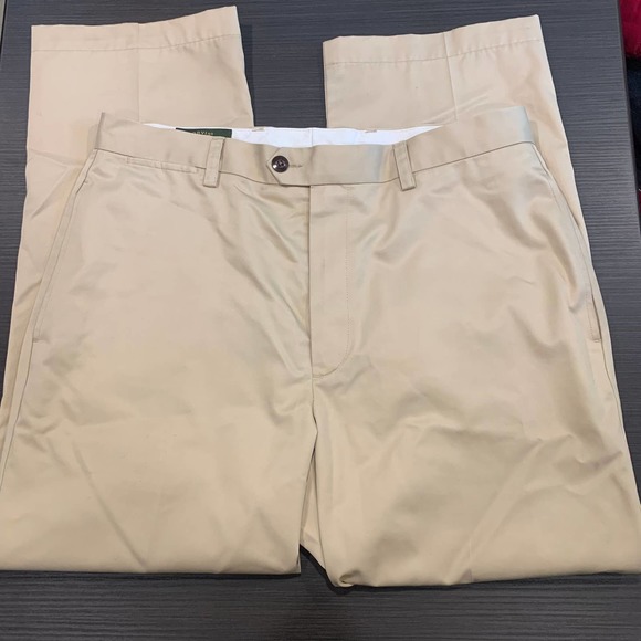Orvis Men’s Signature Collection 34x28 Khaki Flat Front 100% Cotton Pants - Picture 1 of 4